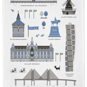 Kökshandduk Malmö blå