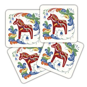 Glasunderlägg med dalahästar - Dalom