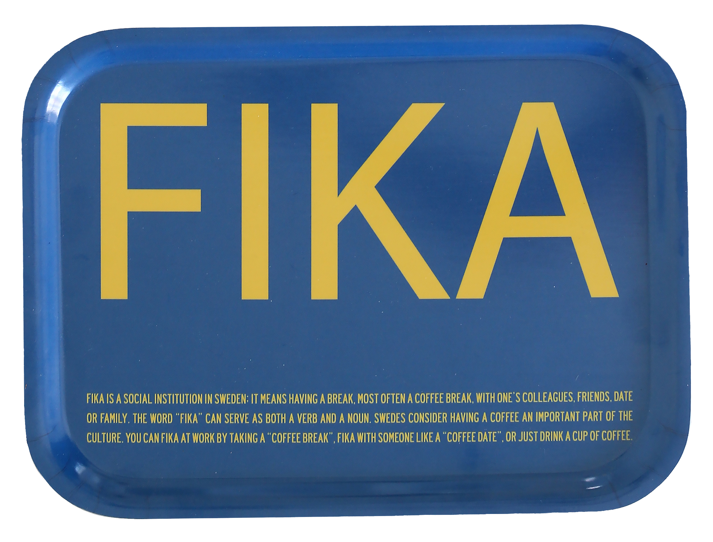 Frukostbricka FIKA med blå och gul design