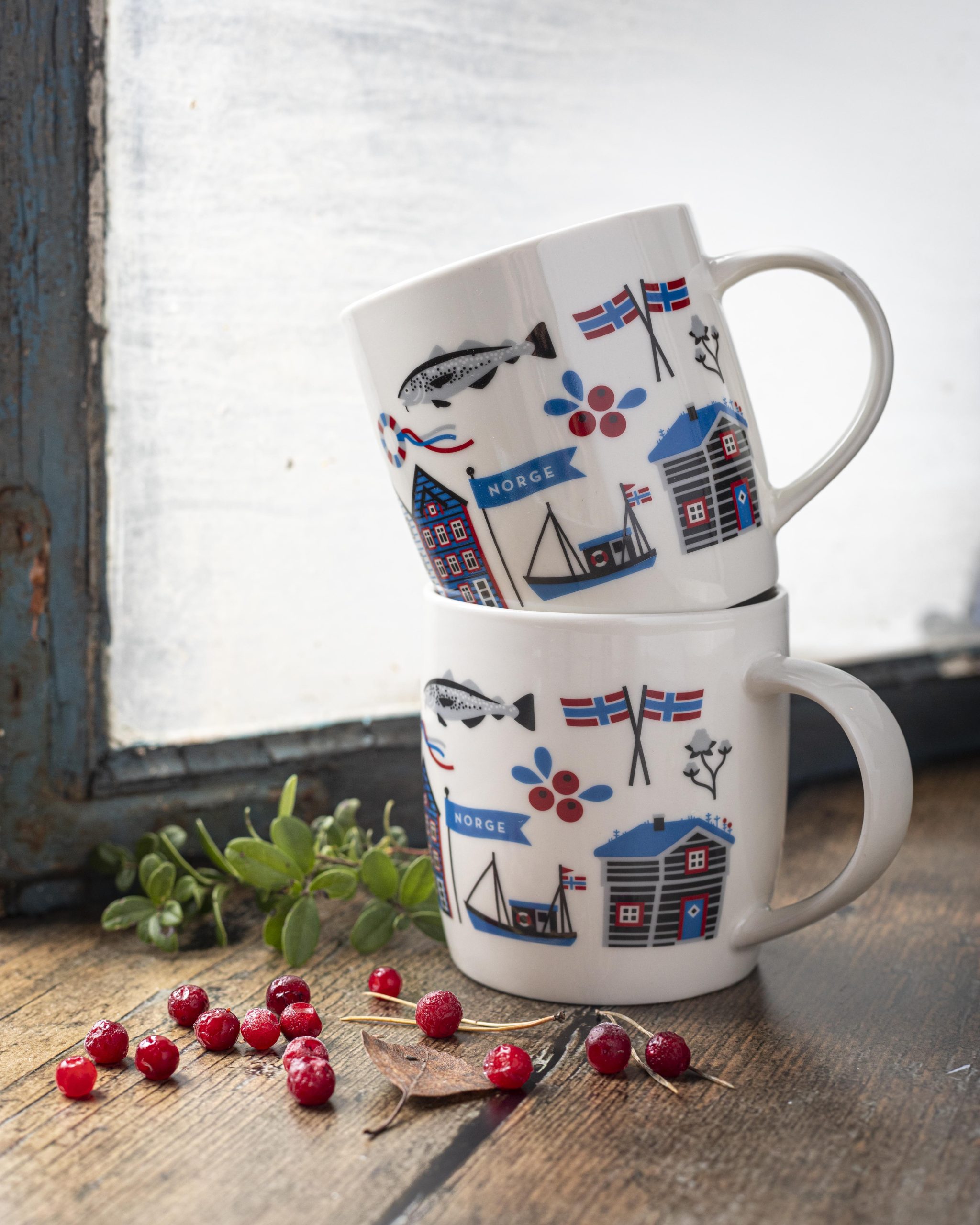 Norge mugg med klassiska norska symboler