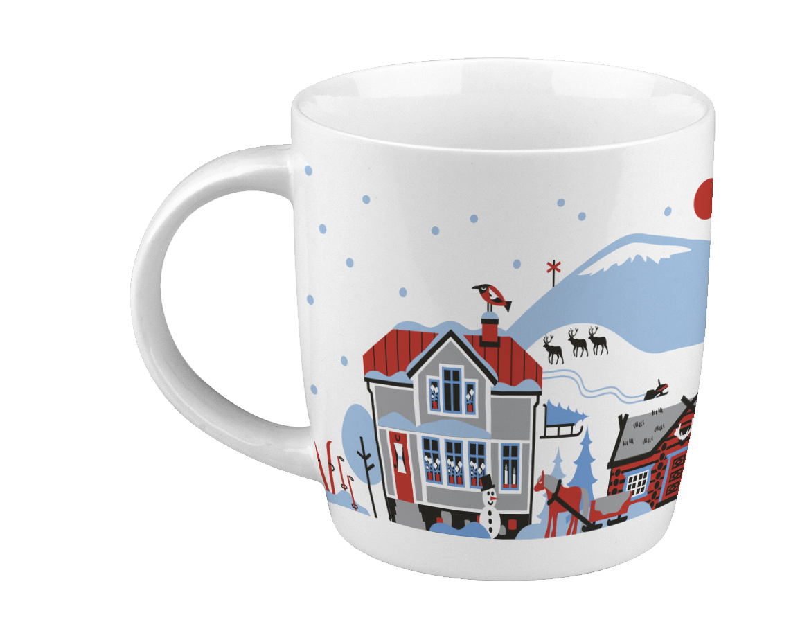Porslin mugg med vinterfjällmotiv