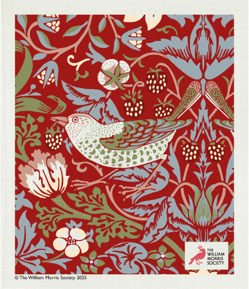 Röd disktrasa med William Morris Strawberry Thief-mönster