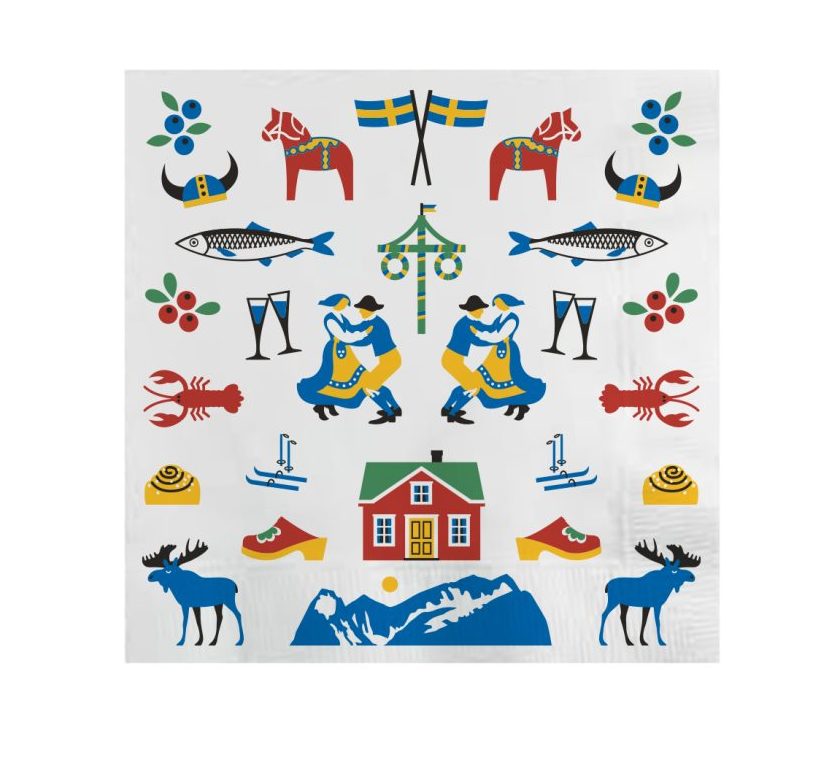 Servett med svenska traditioner och symboler